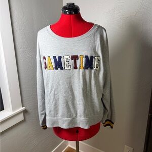Lou & Grey Gametime Gray Varsity Chenille Letter Crewneck Sweatshirt